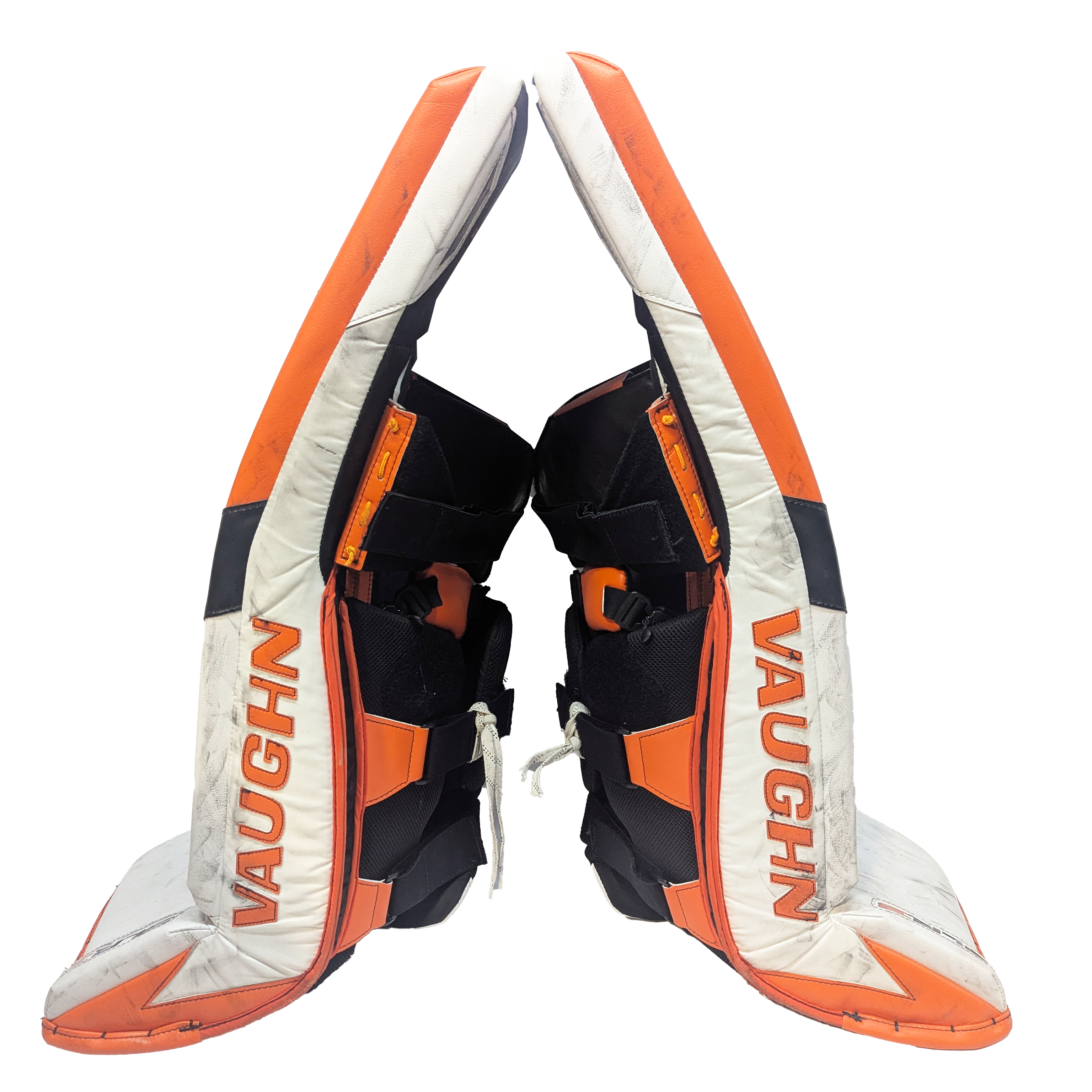 Vaughn Ventus SLR3 - Jambières de gardien de but Pro Stock d'occasion (blanc/orange)